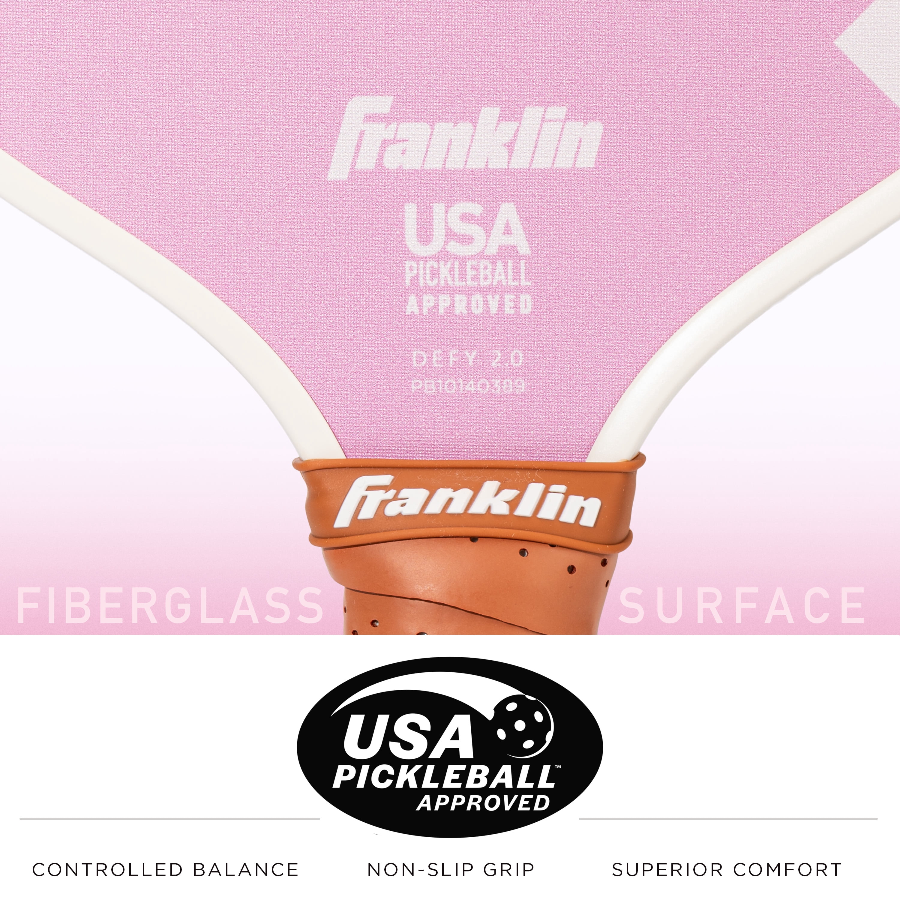Franklin Sports Pickleball Paddle - DEFY - Textured Fiberglass Surface - Polypropylene Core - DEFY - Official USA Pickleball (USAP) Approved