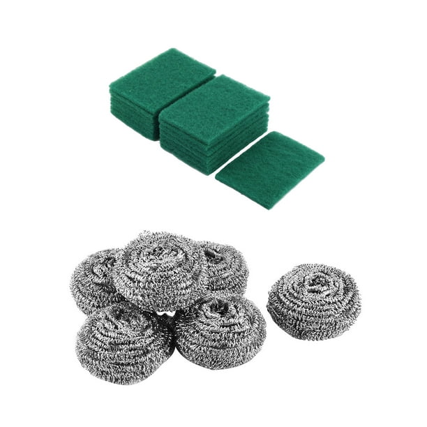 Kitchen Stainless Steel Wire Scouring Pad Scrubber 6 Pcs and Household