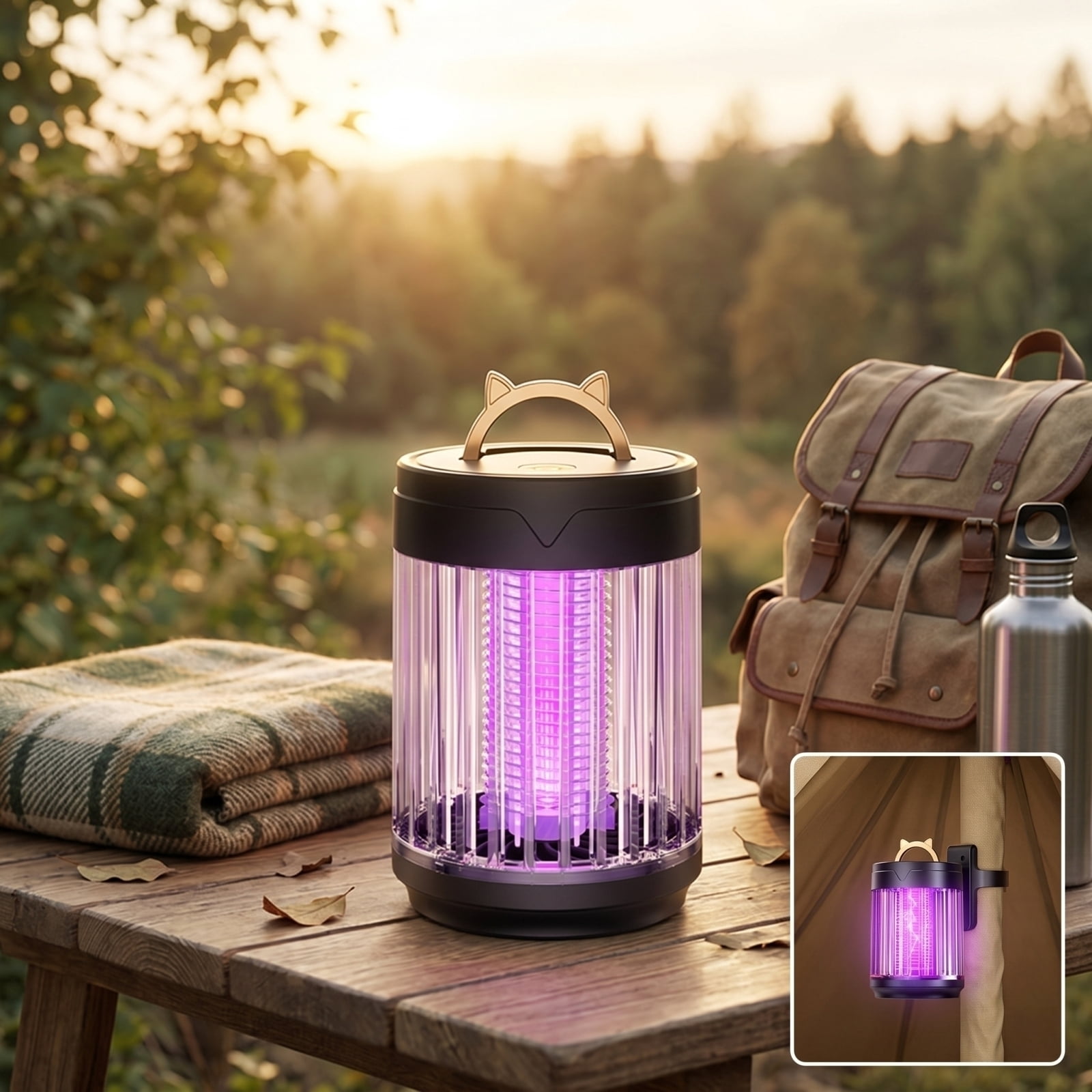 JIhuahe Mosquito Zapper Outdoor - Electric Household Bug Killer with Multifunctional Camping Light, Rechargeable, for Patio Backyard and Camping, 4000mAh, Water-Resistant
