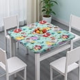 thumbnail image 3 of Pioneer Flower Floral Print Pattern Square Fitted Tablecloth with Elastic Edge,Square Table Cover,Washable Elastic Table Cover for Home Kitchen Party Decor 34"x34", 3 of 6