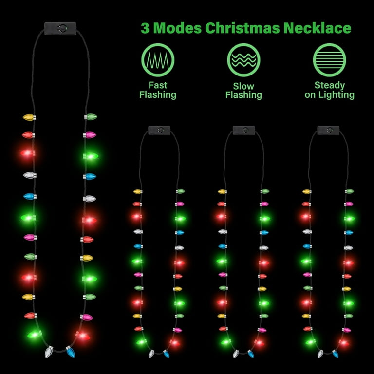 Christmas Light Necklace Light up, 2pcs Christmas Bulb Necklace