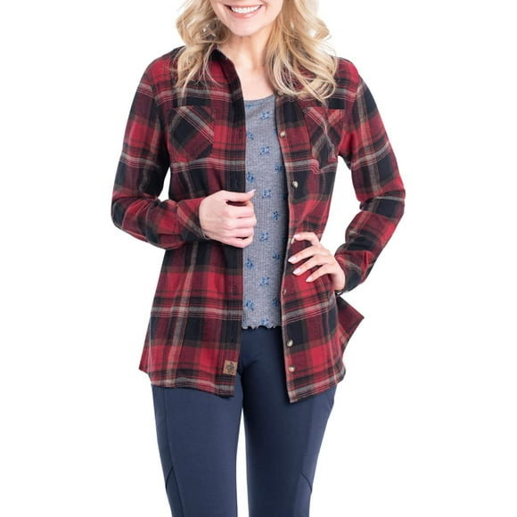 Legendary Whitetails Vêtements en Flanelle à Manches Longues à Carreaux et Couleur Unie pour Femmes, Ajustés, Carreaux Forêt, 2X