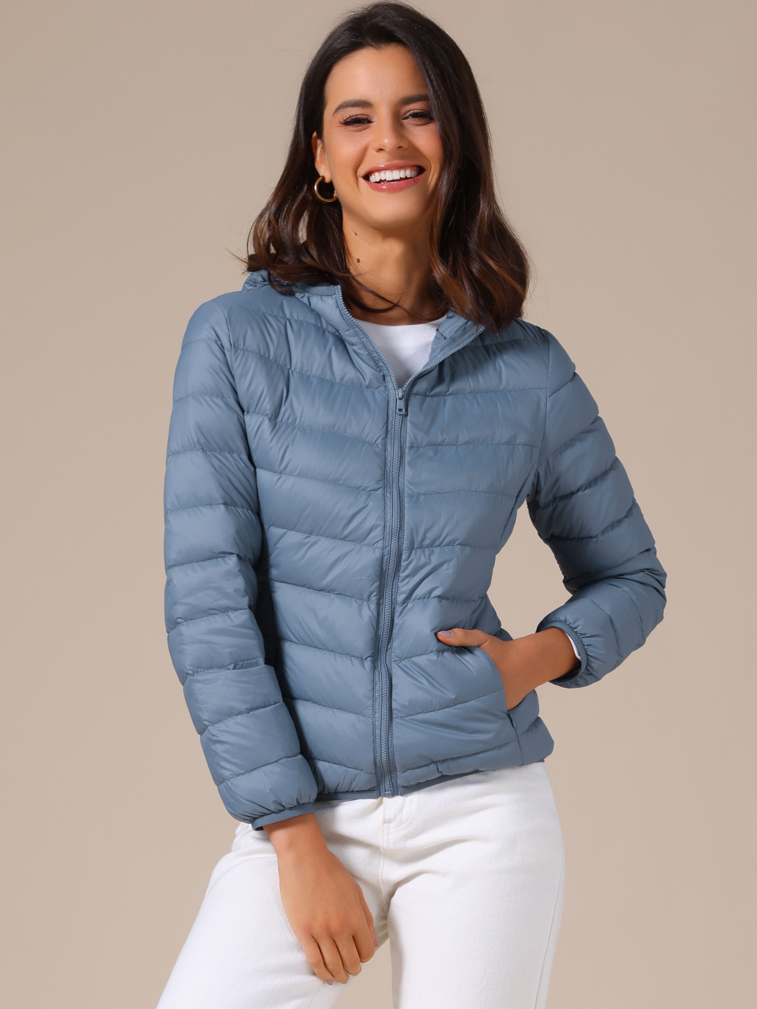 DARING DIVA Women's Hooded Packable Puffer Jacket 2XL Blue