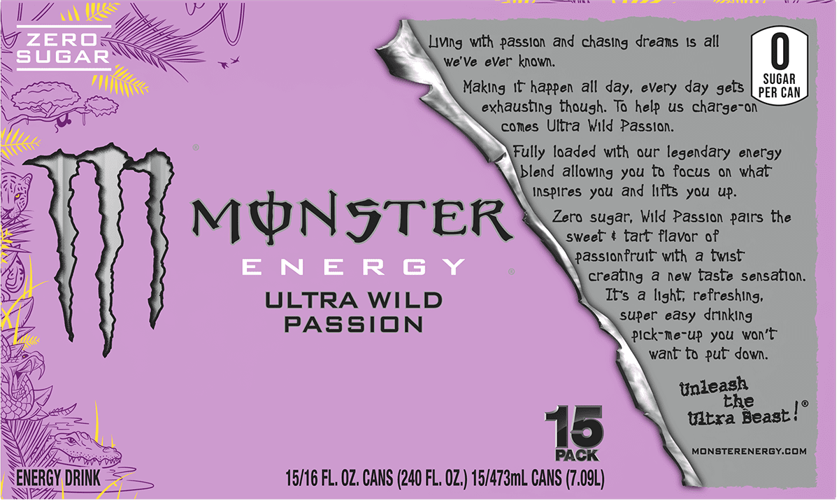 Monster Energy Ultra Wild Passion 15 Pack - 16 Fl Oz