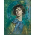 thumbnail image 2 of Alice Pike Barney 12x14 Gold Ornate Wood Frame and Double Matted Museum Art Print Titled - The Blue Scarf (1901), 2 of 4