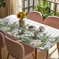 thumbnail image 3 of Christmas Table Cloths for 4 Foot Rectangle Tables, Winter Xmas Trees Snowflakes Country Cabin Patio Waterproof Elastic Fitted Tablecloths, Washable Rectangular Table Cover for Camping, 3 of 8