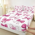 thumbnail image 3 of Castle Fairy Cartoon Pink Bow Full Size Sheets,Kawaii Ribbon Bowknot Bed Sheets, 3 of 7