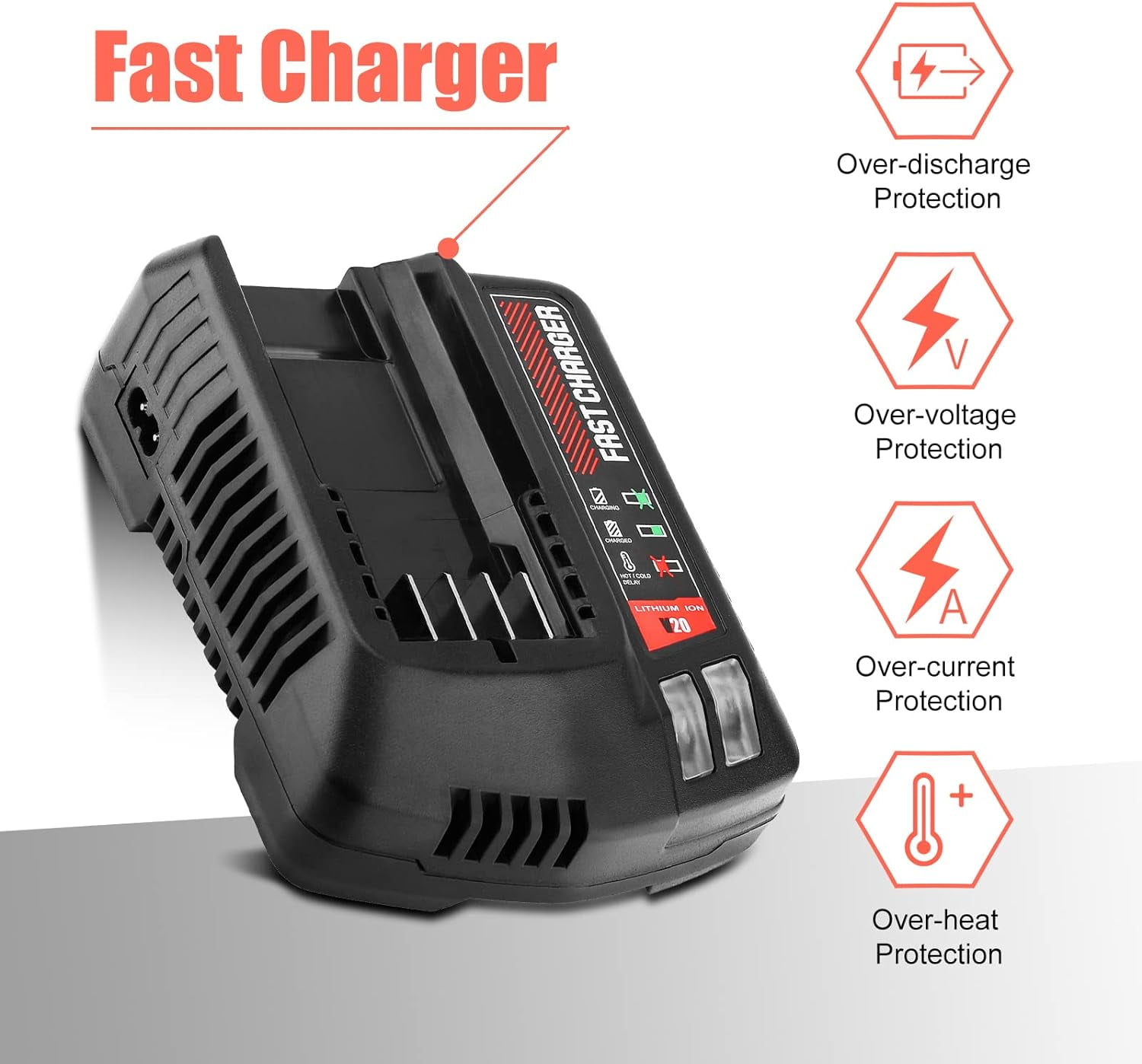 2Pack 20V 3.6Ah Replacement Craftsman V20 Craftsman 20V Lithium Battery and Charger Kit for CMCB202 CMCB204 CMCB206 CMCB201 CMCB100 CMCB124