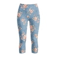 thumbnail image 4 of Qingpeng Womens Capri Leggings Floral Printed High Waisted Tummy Control Capris Casual Trendy Yoga Pants with Pockets, 4 of 8