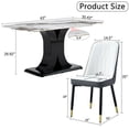 thumbnail image 3 of Sumdeal 63" Morden Faux Marble Dining Room Table Set,Big Kitchen Dining Table for 4-6 with MDF Base,5 Piece Rectangle Dining Table Set &4 Pu Leather Upholstered Chairs Ideal,white Grey,Set of 4, 3 of 7