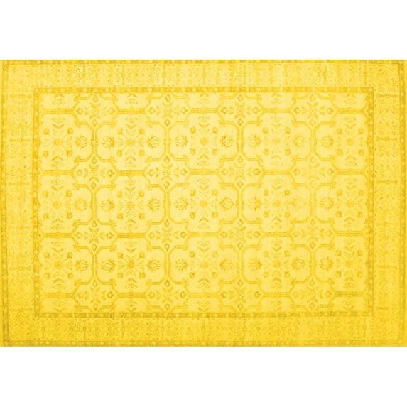 Ahgly Company Indoor Rectangle Oriental Yellow Traditional Area Rugs, 8' x 12'
