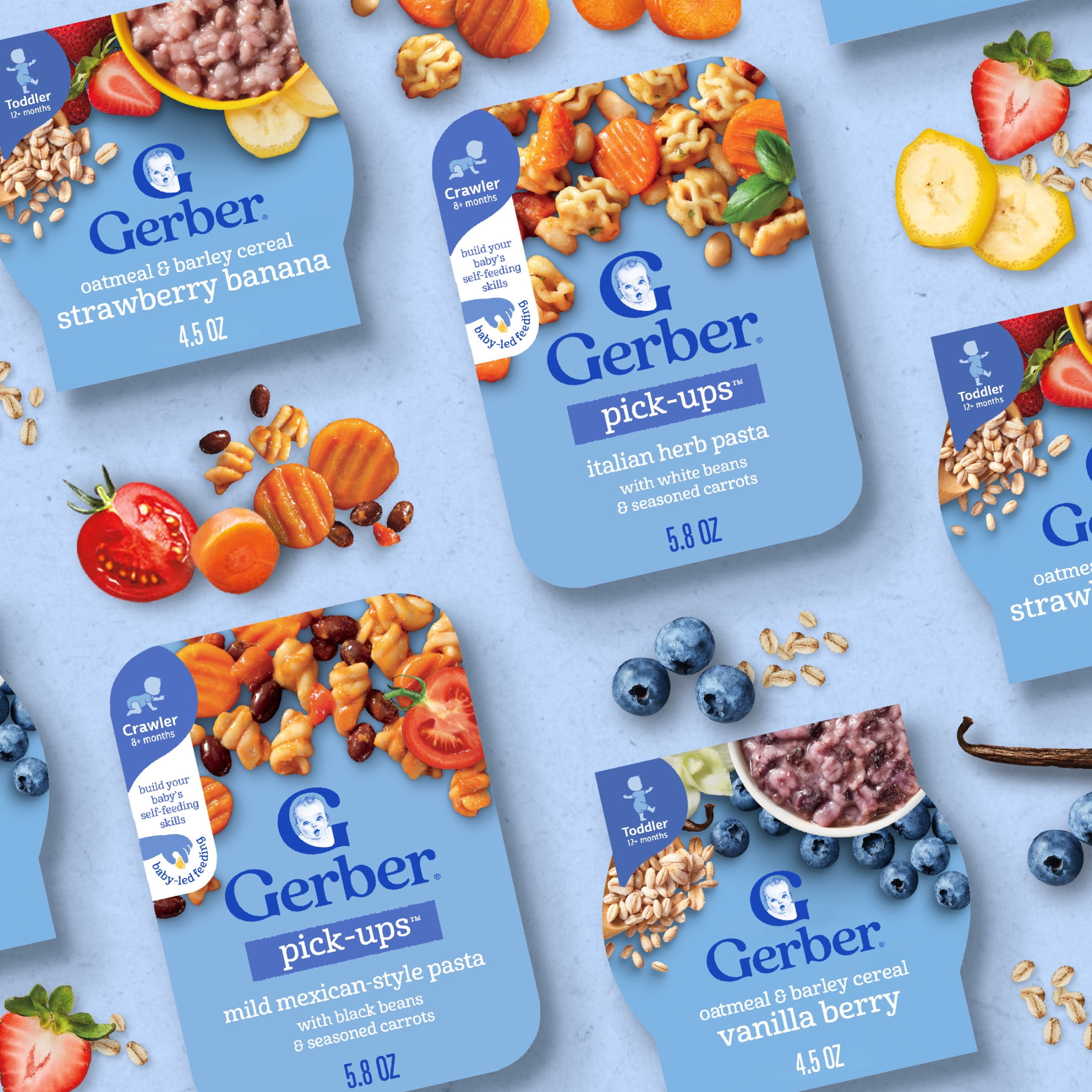 Gerber Stage 3 Baby Food, Italian Herb Pasta, Pick-Ups, Baby Led Feeding 5.8 oz