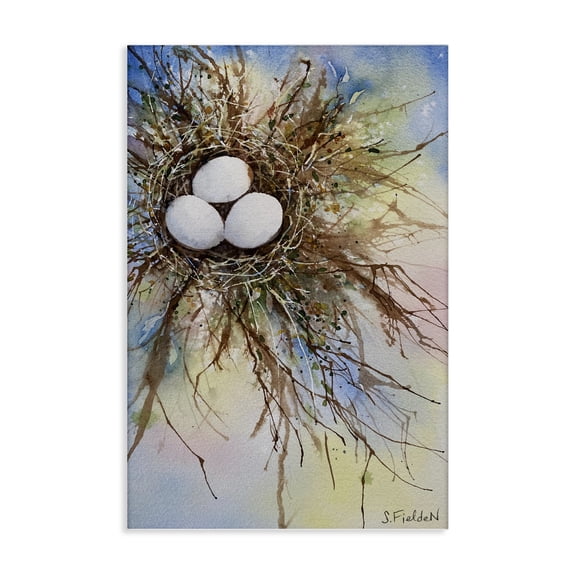 Stupell Industries Rustic Lodge Modern Watercolor Bird Nest Canvas Art, 16 x 24, by Stephanie Fielden