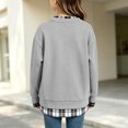thumbnail image 5 of Girls Plaid Crewneck Sweatshirt Long Sleeve Two Piece Pullover Top Casual Warm Preppy Sweatshirt for Kids Fall Winter School Daily Play Wear(7-8 Years,Grey), 5 of 5