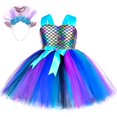 thumbnail image 3 of Vestido de princesa con tutú de sirena para niñas, elegante vestido de tul para fiesta de cumpleaños, vestido de baile, disfraz de carnaval y Halloween para niños, 3 of 5