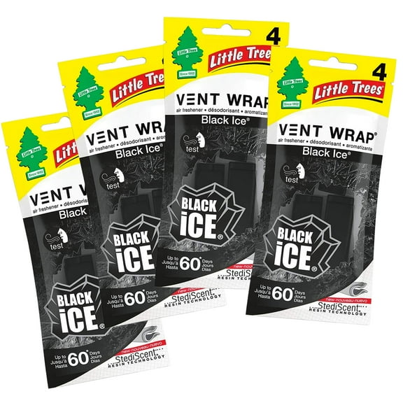 Car Air Freshener, Vent Wrap, Black Ice, 4-Pk.