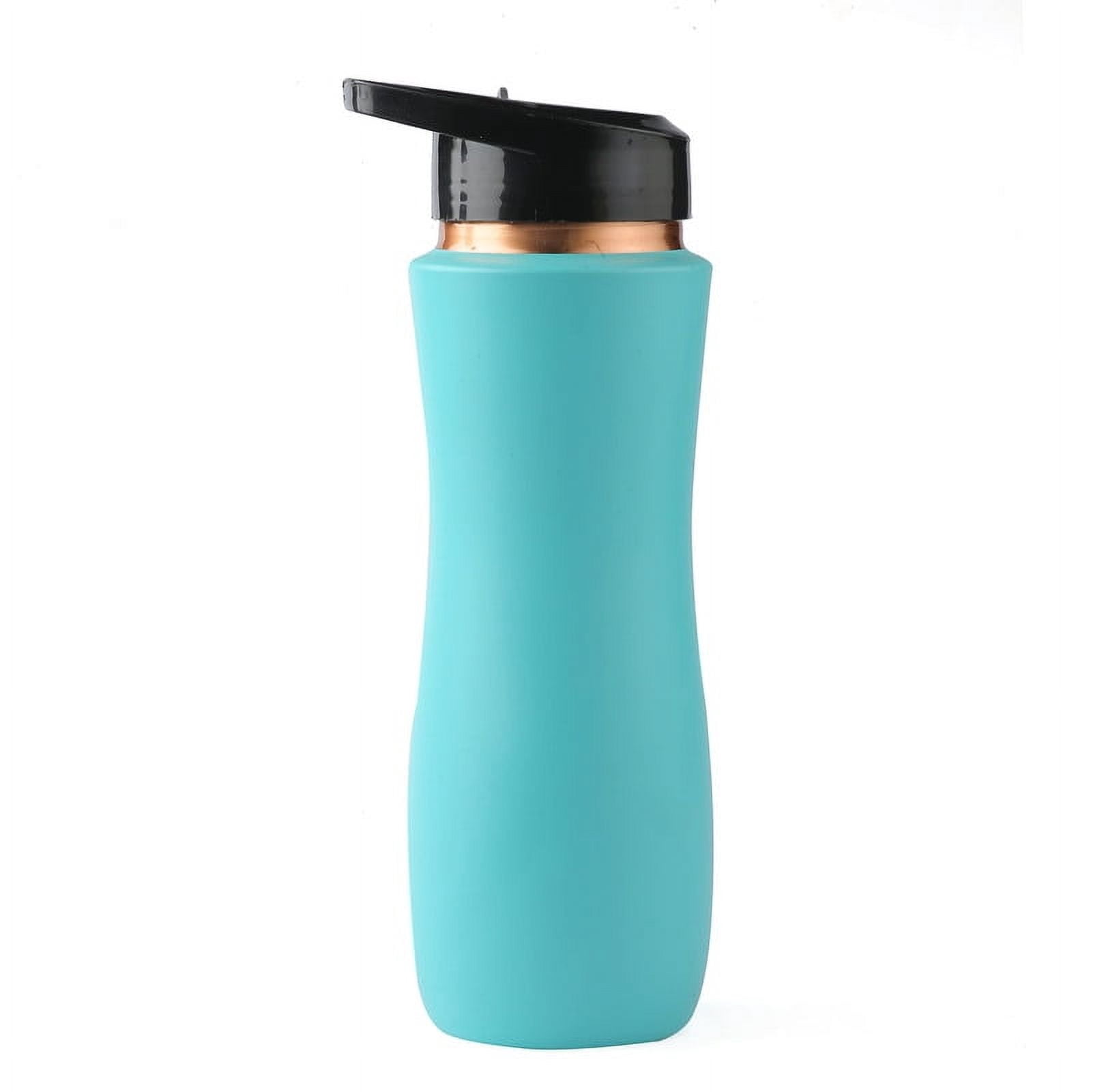 Perilla Home 100% Aqua Blue Pure Copper Bottle With Sipper & Lid 25.37 Oz Ayurvedic Bottle With Leak Proof Contains Health Benefits For Drinking Water For Men Women Gym Yoga Indoor Outdoor Office
