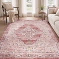 thumbnail image 4 of VUNATE 8'x10' Rugs for Living Room Washable Rugs Floral Vintage Area Rug Botanical Indoor Carpet Soft Rugs for Bedroom Office Dining Room Kitchen Laundry Room Accent Rug Contemporary Home Decor Pink, 4 of 9