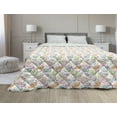thumbnail image 1 of Floral Down Alternative Comforter, Retro Blooming Petals with Abstract Swirls and Curves Romantic Composition, Microfiber Quilt for All Season, 5 Sizes, Purple Lilac Peach, by Ambesonne, 1 of 3