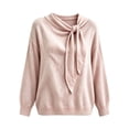 thumbnail image 4 of HCYSFG Womens Oversized Bow Tie Sweater Cowl Neck Long Sleeve Relaxed Fit Solid Color Fall Pullover Casual Everyday Wear Knit Tops, 4 of 5