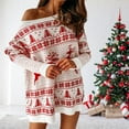 thumbnail image 7 of Off Shoulder Christmas Sweater Dress Knitting Pullover for Party Holiday White M, 7 of 7