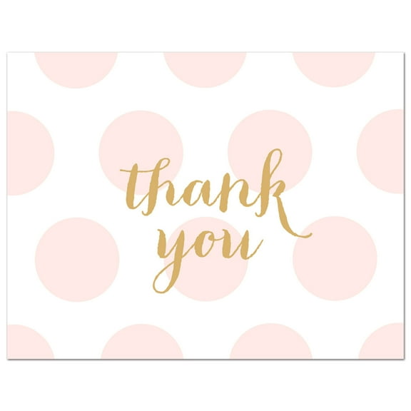 Pink Polka Dots Baby Shower Thank You Cards and Envelopes - 50 Count