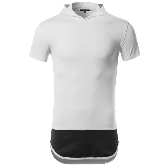 FashionOutfit Men's Color Block Quilted Side Zippers Short Sleeves Hoodie