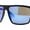 Blue Logo - Blue Mirror, variant on Kush Mens Oversized Flat Top Color Mirror Matte Plastic Rectangle Sunglasses Yellow Logo - Yellow Mirror