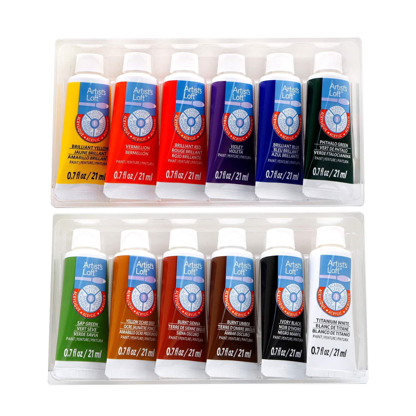 Basics Acrylic Paints by Artist's Loft - Assorted Water-Based - Fast-Drying - Smooth Consistency – Ideal for Beginners and Craft Projects - 16 Pack