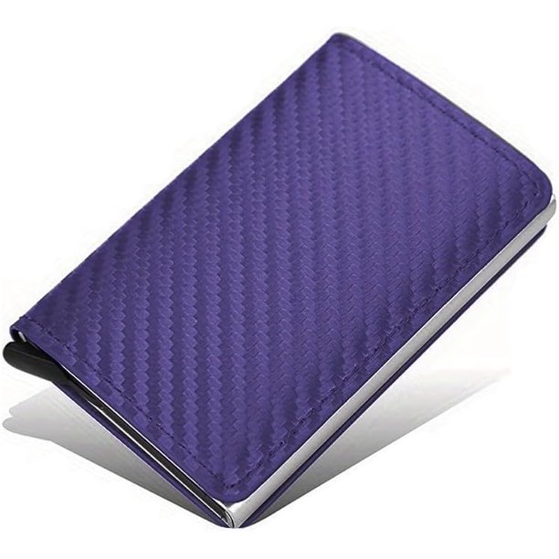 Cartera delgada para hombres - Tarjetero emergente Bloqueo RFID Cartera minimalista para tarjetas de crédito comerciales con bolsillo para dinero Estuche para tarjetas de metal para capacidad de 7-10