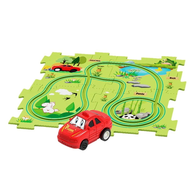 Children's Educational Puzzle Track Car Play Set DIY Assembly Electric Tra New B8X6