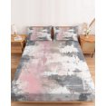 thumbnail image 2 of Twin XL Size Fitted Sheet Set - Pink Grey Abstract 2 Piece Bedding Sets 16" Deep Pocket Fitted Sheet with 1 Pillowcases, Modern Minimalist Smear Art Brushed Microfiber Hotel Luxury Bed Sheets, 2 of 9