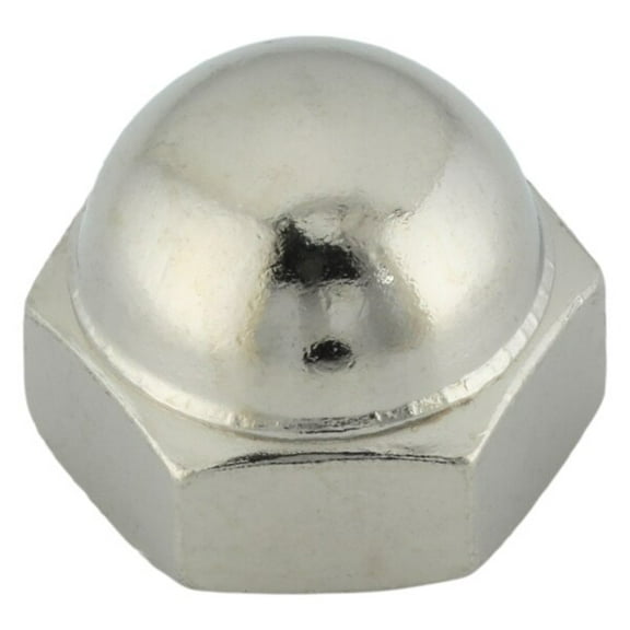 Standard Crown Cap Nut, 1/4"-20, Steel, Nickel Plated, 15/32 in H, 100 PK