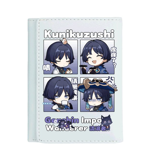 Cartera Genshins Impacts, de poliuretano, delgada y plegable, para personajes de anime