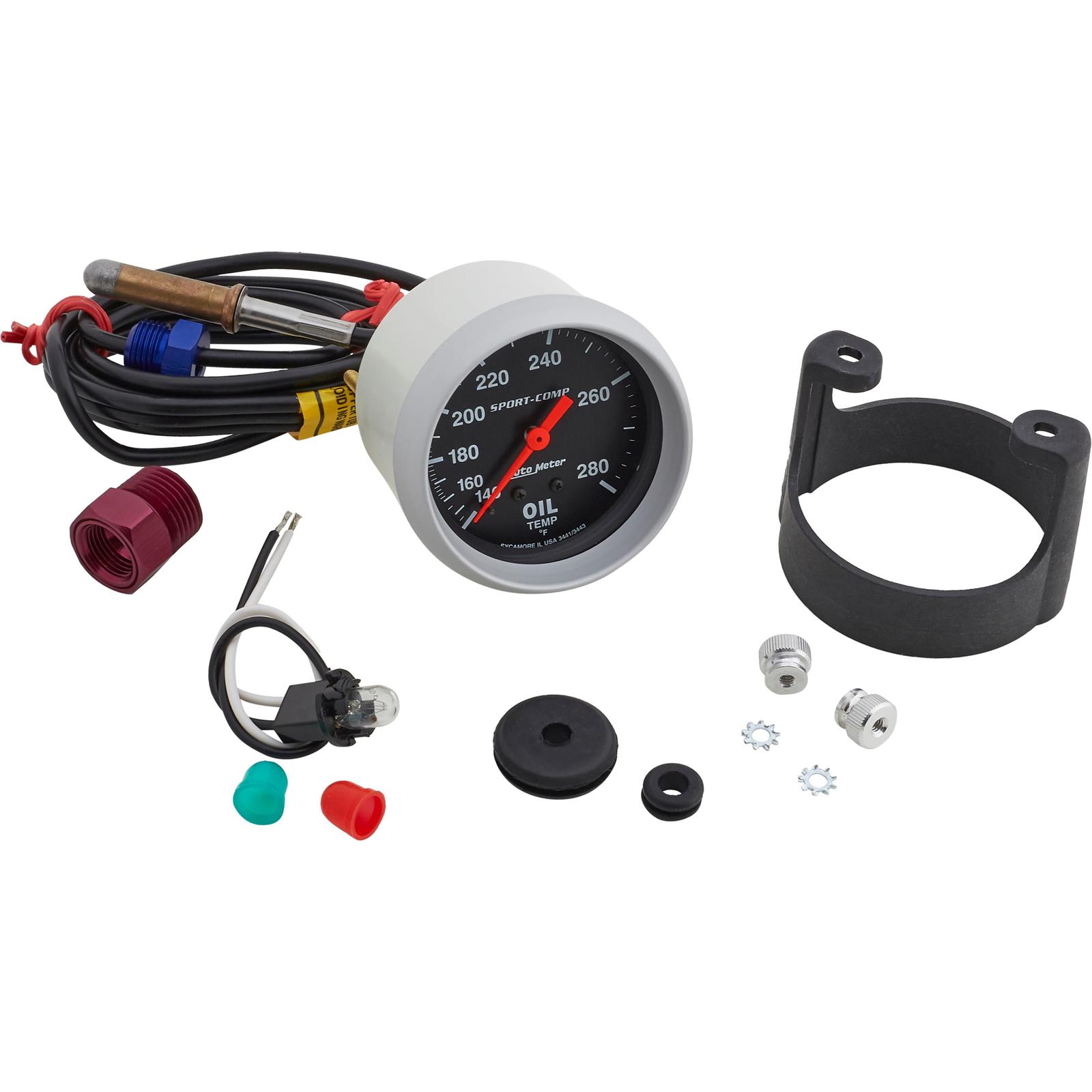 AUTO METER 3441 2-5/8IN OIL TEMP, 140- 280F, 6FTTUBING, MECH