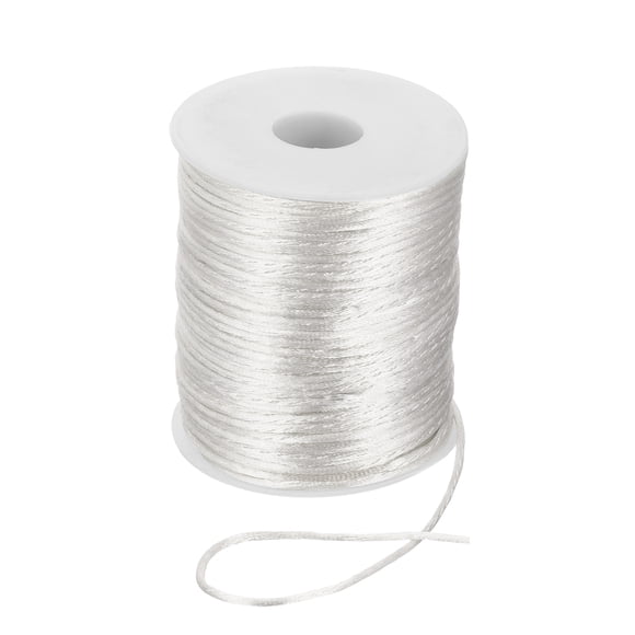 Uxcell Nylon String Cord Beading Satin String Knotting Cord Twine Thread for Jewelry Making White