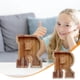 thumbnail image 1 of Lata de ahorros de madera con letras en inglés, lata de ahorros de vidrio transparente, alcancía, 1 of 6