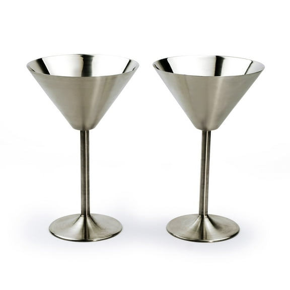 Silver Stainless Steel Martini Glass (Set of 2) 6 Oz 4.5 x 7