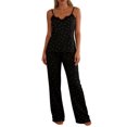 thumbnail image 2 of Taylonsss Womens Print Lace Trimmed Straps Breathable Tank and Pants Pajamas Set Casual Comfortable Loungewear for Summer Everyday Home Wear, 2 of 6