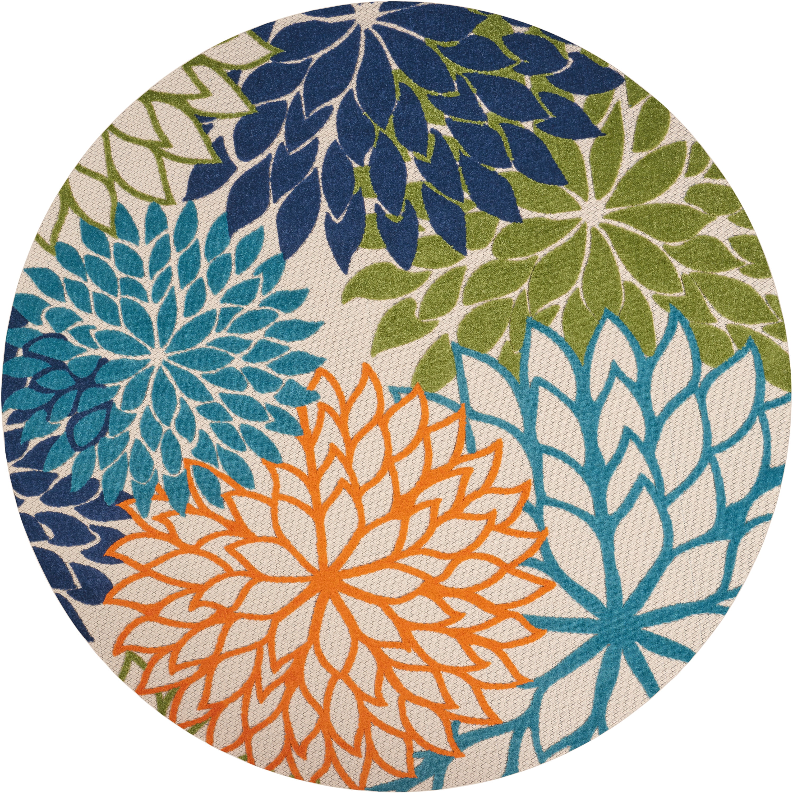 Nourison Tropical Oasis Indoor/Outdoor Modern Floral Multicolor 7'10" x ROUND Area Rug, (8' Round)