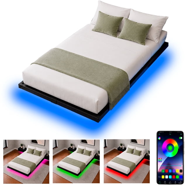 Base Cama Flotante Individual Reforzada 300kg Led 190x99x20 Houzer