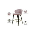 thumbnail image 4 of HomeStock City Chic Modern, Contemporary Velvet Upholstered Counter Height Stool with Channel Tufting and Gold Tipped, Black Metal Legs, Grey, 20" W x 21" D x 36.5" H-Color:Pink, 4 of 10