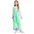 thumbnail image 4 of Xdegoge Girls Tie-Dye Overalls Jumpsuit Colorful Gradient Print Fleece Bibs Pants, Trendy Warm Winter Jumpsuits with Pockets, 4 of 8