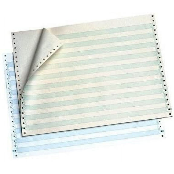 OfficeMax Continuous Computer Form Paper, 14-7/8"W X 8-1/2"L, 1 Part, 18 lb. Bond, 1/8" Green Bar, with no vertical