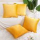 thumbnail image 2 of Fundas de Cojín con Pompones, 4x Terciopelo Fundas de Almohada Suave, Cuadrado Almohadas Cojines Cubierta Decorativas para Sofá Cama Hogar Coche, Amarillo 50 x 50cm, 2 of 11