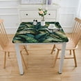 thumbnail image 3 of COMIO Tablecloths Tropical Palm Leaves Summer Green Banana Leaf Square Table Cover White, 3 of 7