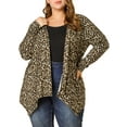 thumbnail image 3 of Agnes Orinda Women's Plus Size Cardigans Leopard Floral Printed Open Front Lightweight Jacket Fall Knit Cardigan 3X Brown, 3 of 9
