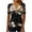 Black 6, variant on Womens Tops Plus Size Dressy Casual Blouses Short Sleeve Pleated Button V-Neck Summer Floral Print Loose Fit Tunic Tops Black