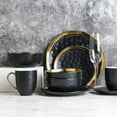 thumbnail image 2 of Stone Lain Florian Modern Porcelain Dish Set, 32-Piece Dishes for 8, Gold and Black, 2 of 6