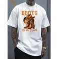 thumbnail image 1 of T-Shirt Graphique Western Cowboy Bottes pour Hommes - Design "Bottes On The Ground", Col Rond Blanc Manches Courtes pour Usage Décontracté et Extérieur - Confortable, Respirant, Coupe Ample pour Hommes, Grande Taille, 1 of 8